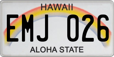 HI license plate EMJ026
