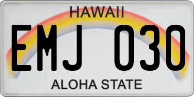 HI license plate EMJ030
