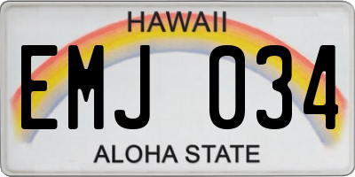 HI license plate EMJ034