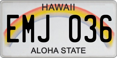 HI license plate EMJ036