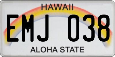 HI license plate EMJ038