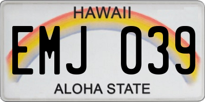 HI license plate EMJ039