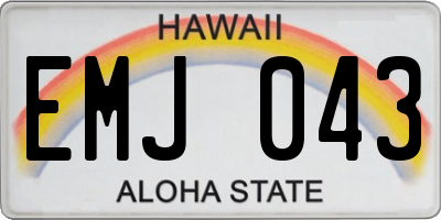 HI license plate EMJ043