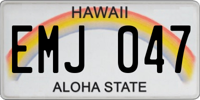 HI license plate EMJ047