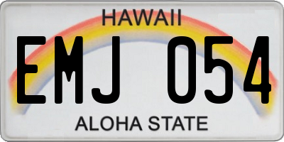 HI license plate EMJ054