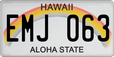 HI license plate EMJ063