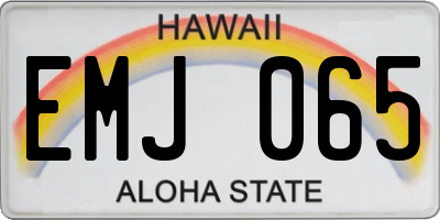HI license plate EMJ065