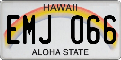 HI license plate EMJ066