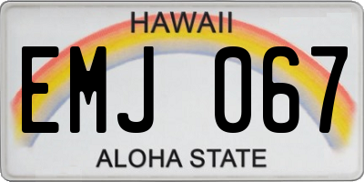 HI license plate EMJ067