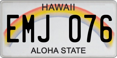 HI license plate EMJ076