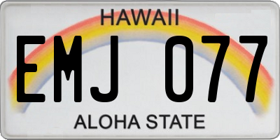 HI license plate EMJ077