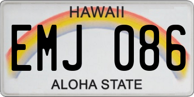 HI license plate EMJ086