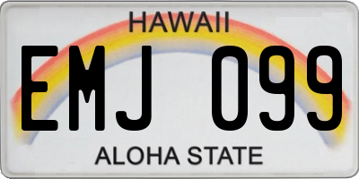 HI license plate EMJ099