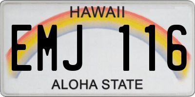 HI license plate EMJ116