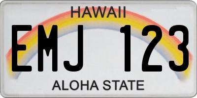 HI license plate EMJ123