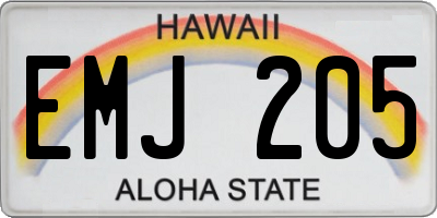 HI license plate EMJ205