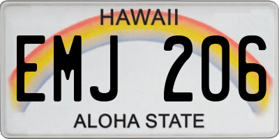 HI license plate EMJ206