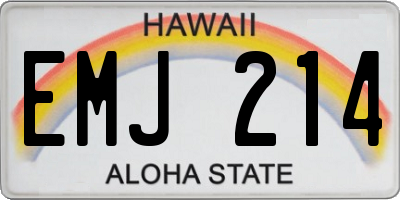 HI license plate EMJ214