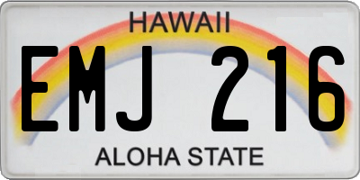 HI license plate EMJ216