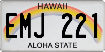 HI license plate EMJ221
