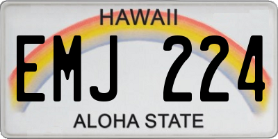 HI license plate EMJ224