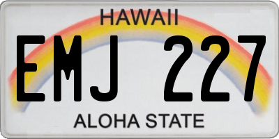 HI license plate EMJ227