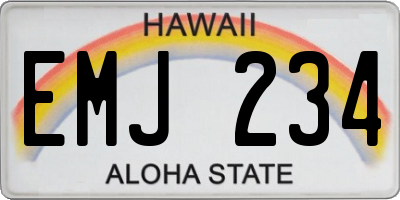 HI license plate EMJ234