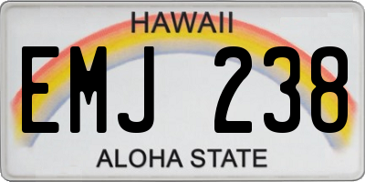 HI license plate EMJ238