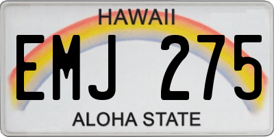 HI license plate EMJ275