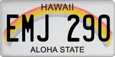 HI license plate EMJ290
