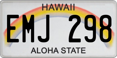 HI license plate EMJ298