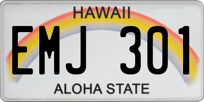 HI license plate EMJ301