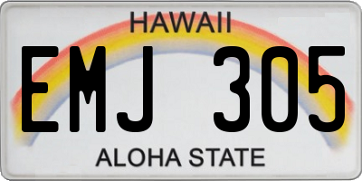 HI license plate EMJ305