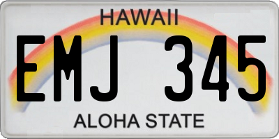 HI license plate EMJ345