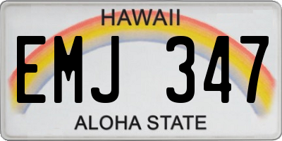 HI license plate EMJ347