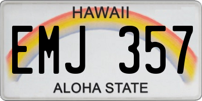 HI license plate EMJ357