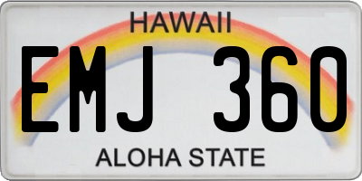 HI license plate EMJ360