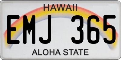 HI license plate EMJ365
