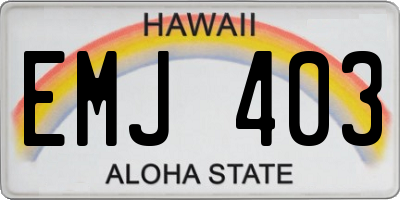 HI license plate EMJ403