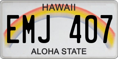 HI license plate EMJ407