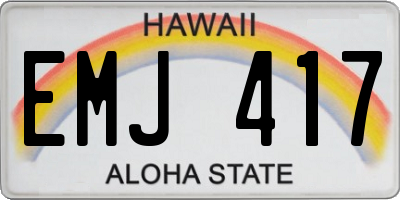 HI license plate EMJ417