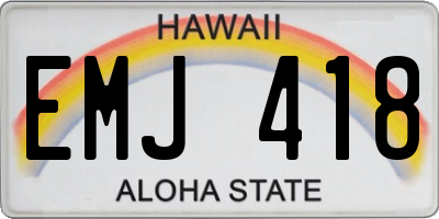 HI license plate EMJ418