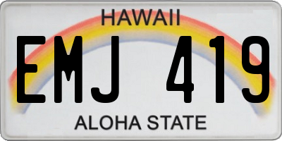 HI license plate EMJ419