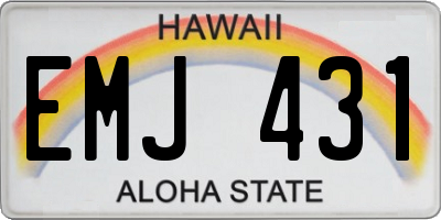 HI license plate EMJ431