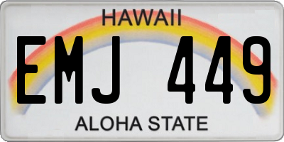 HI license plate EMJ449