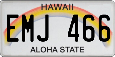 HI license plate EMJ466