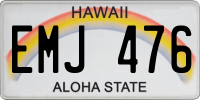 HI license plate EMJ476