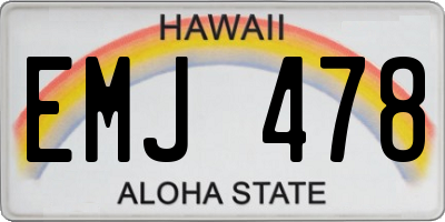 HI license plate EMJ478
