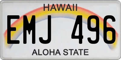 HI license plate EMJ496