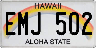 HI license plate EMJ502